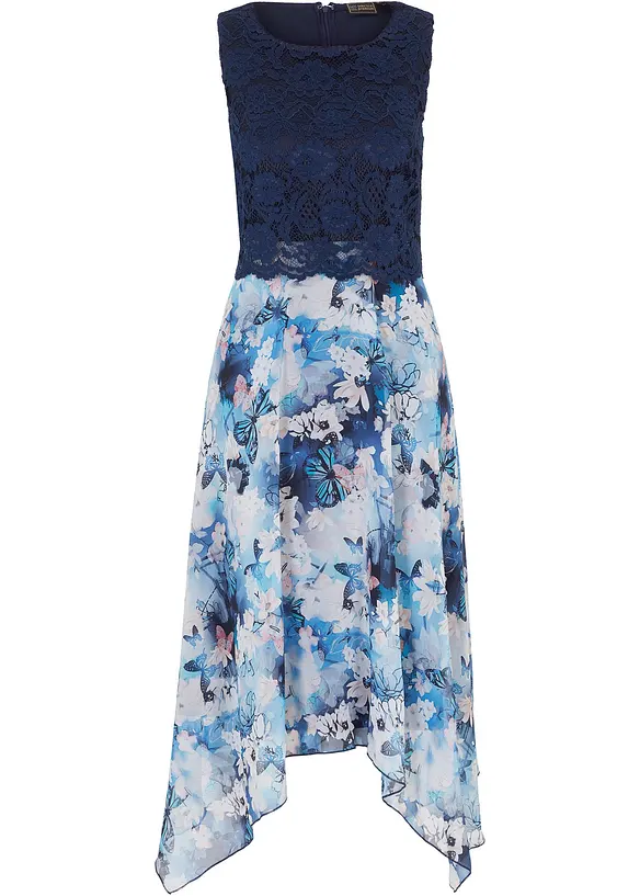 Robe en mousseline avec dentelle, bonprix