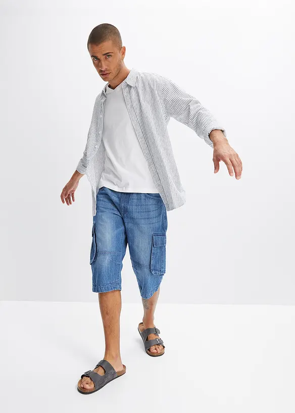 Bermuda long en jean, Loose, bonprix