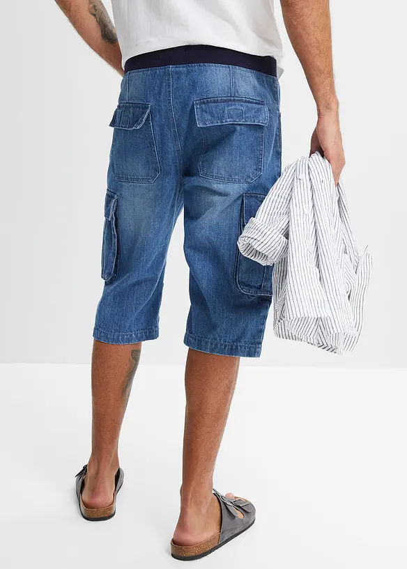 Bermuda long en jean, Loose, bonprix