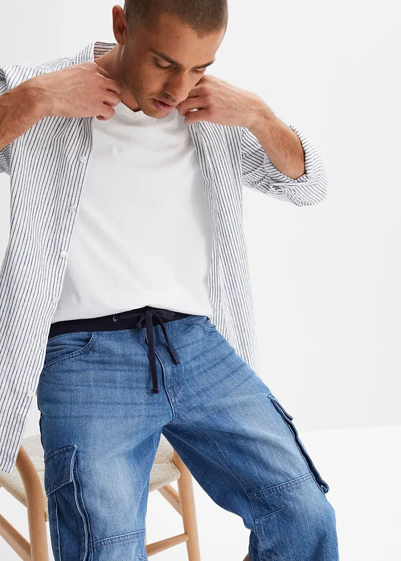 Bermuda long en jean, Loose, bonprix