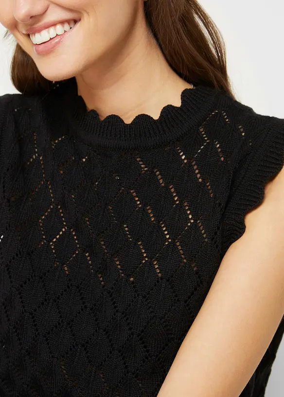 Pull sans manches en maille ajourée, bonprix