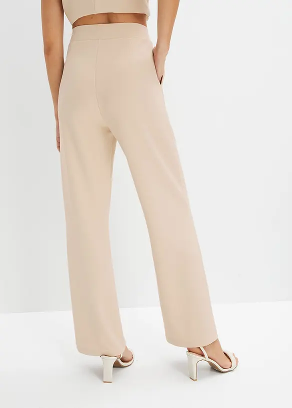 Pantalon en interlock épais, taille élastiquée, bonprix