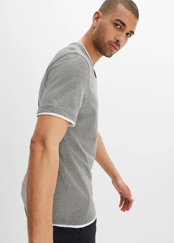 Lot de 2 t-shirts col tunisien 100 % coton, bonprix