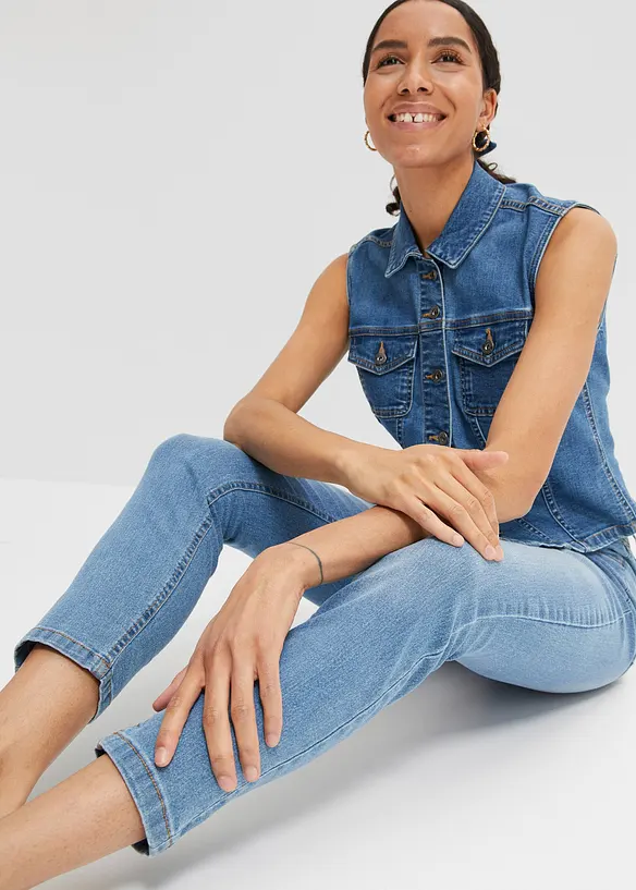 Jean slim taille mi-haute, cropped, bonprix
