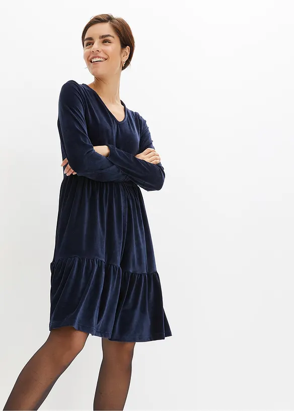 Mini-robe en velours élastique, bonprix
