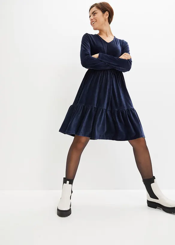 Mini-robe en velours élastique, bonprix