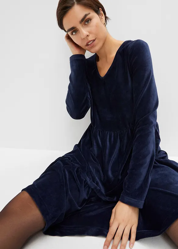 Mini-robe en velours élastique, bonprix