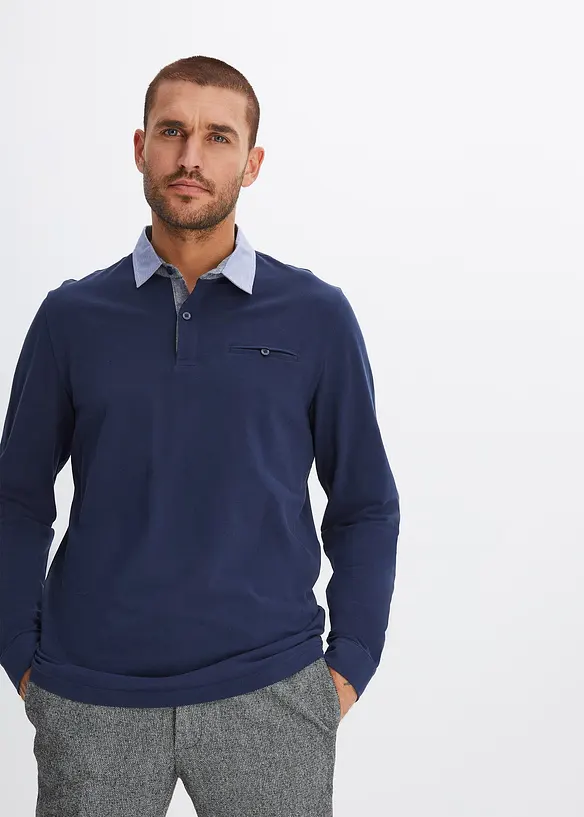 Polo manches longues en maille piquée, bonprix