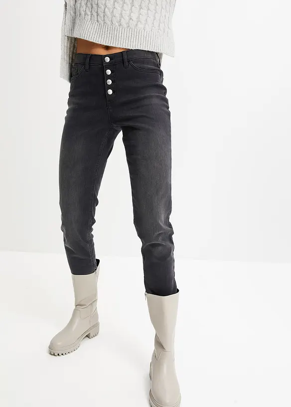 Jean thermique boyfriend taille mi-haute avec intérieur doux, bonprix