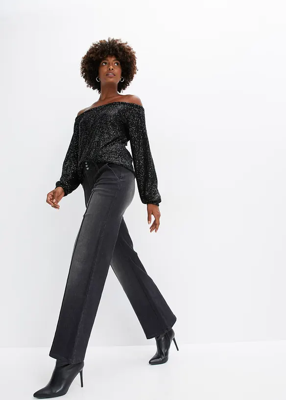 Jean Wide Leg, taille normale, bonprix