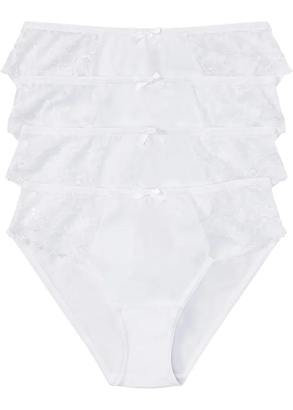 Lot de 4 slips à dentelle, bonprix