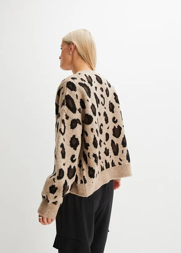 Gilet en maille léopard, bonprix