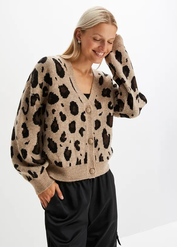 Gilet en maille léopard, bonprix