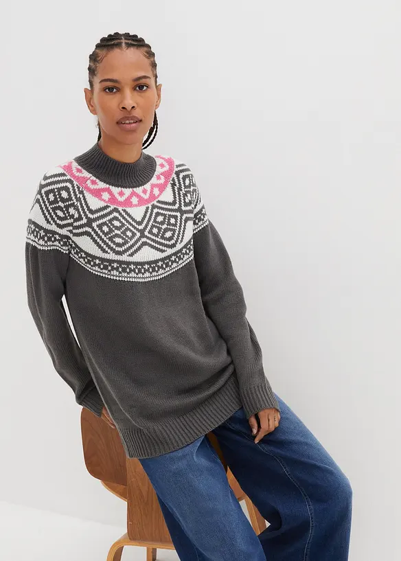 Pull norvégien avec fentes latérales, bonprix