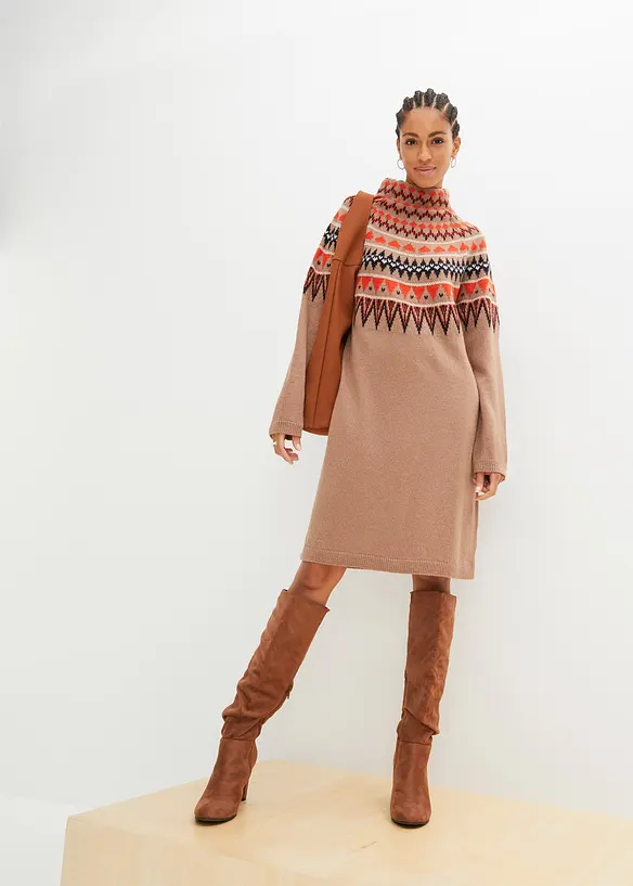 Robe en maille à motif norvégien, BODYFLIRT boutique