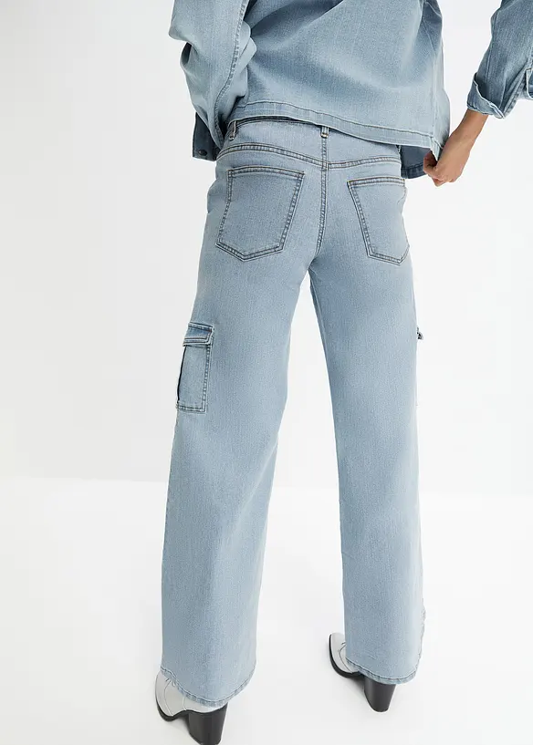 Jean cargo large, taille mi-haute, bonprix