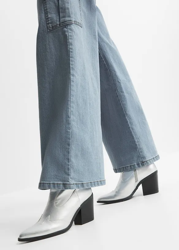 Jean cargo large, taille mi-haute, bonprix