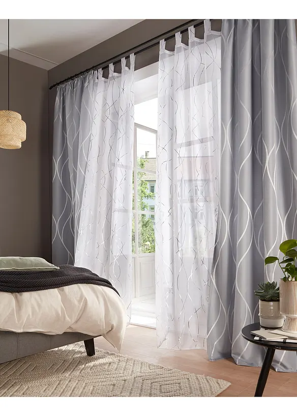 Voilage transparent à imprimé brillant (1 pce), bonprix