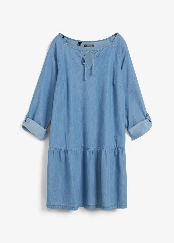 Tunique en jean avec volant, manches longues, bonprix