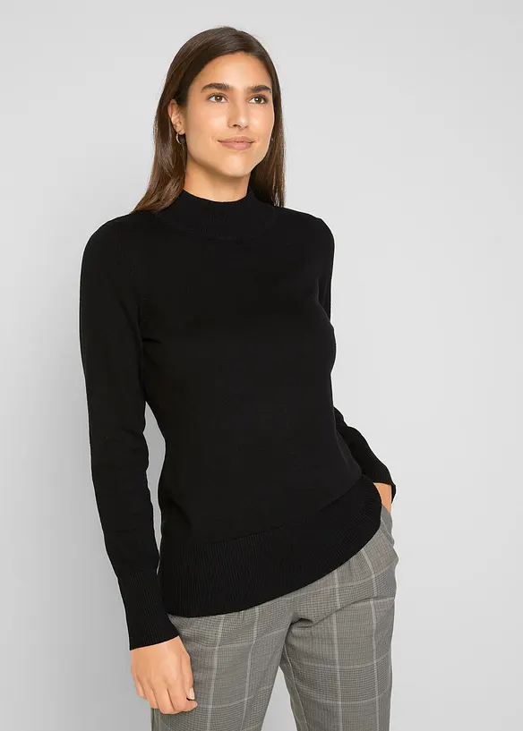 Pull basique en fine maille à col montant, bonprix