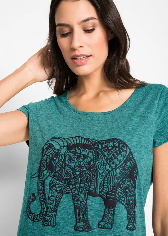 T-shirt en coton avec imprimé devant, manches courtes, bonprix