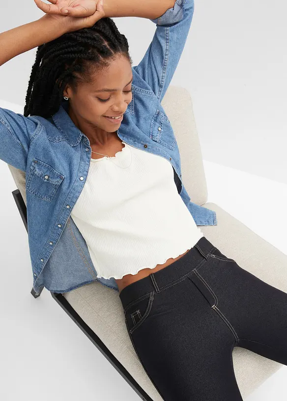 Legging aspect jean en coton mélangé, bonprix