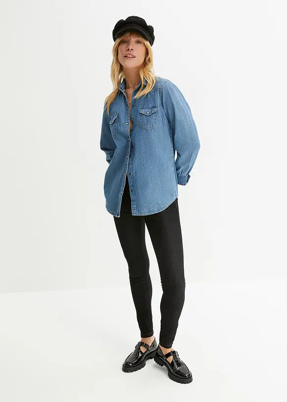 Legging aspect jean avec bas de jambes zippés, bonprix