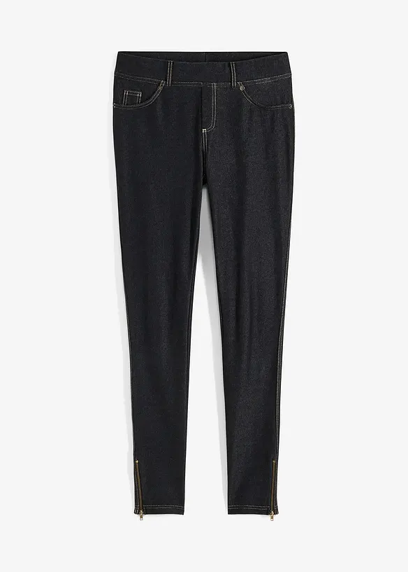 Legging aspect jean avec bas de jambes zippés, bonprix