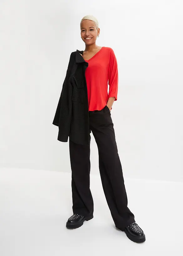 T-shirt manches 3/4 en viscose et élasthanne, bonprix