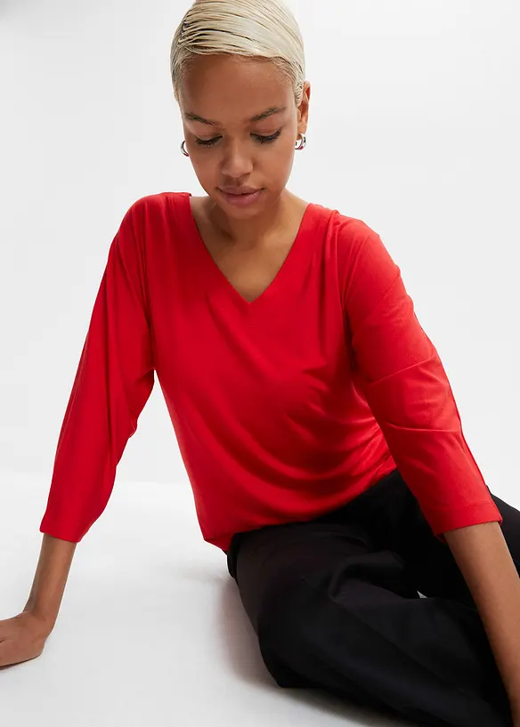 T-shirt manches 3/4 en viscose et élasthanne, bonprix