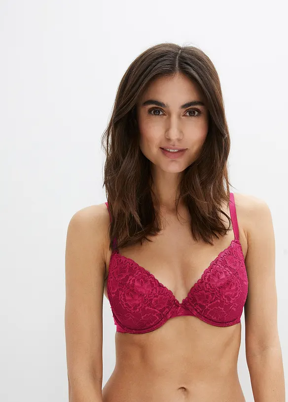 Lot de 3 soutiens-gorge push-up avec dentelle, bonprix