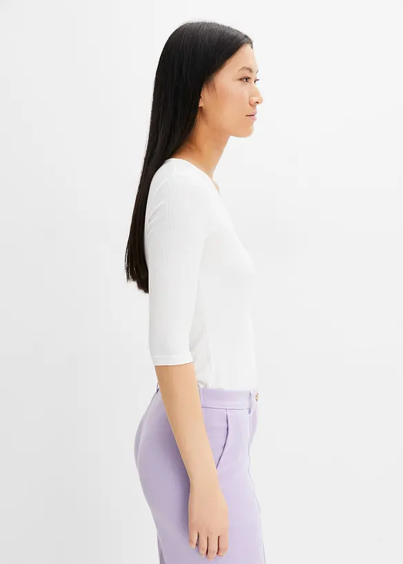 T-shirt côtelé en viscose douce, bonprix