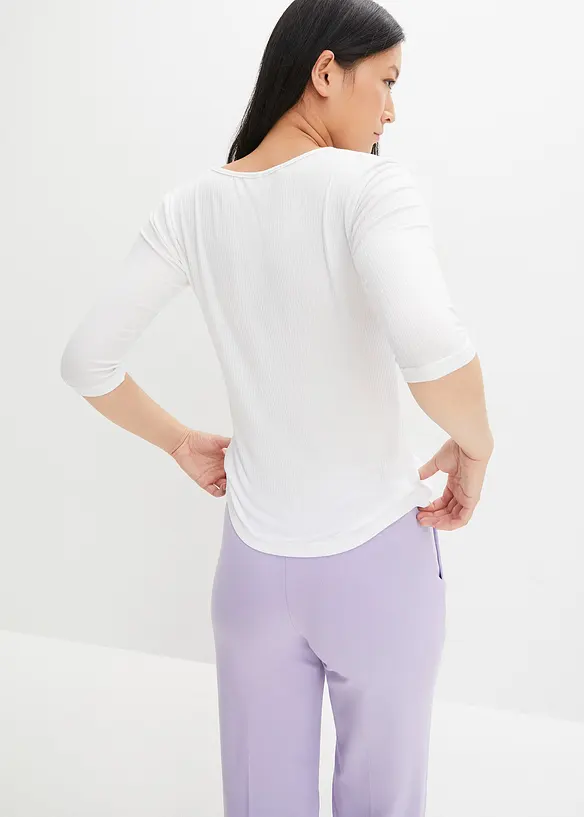 T-shirt côtelé en viscose douce, bonprix