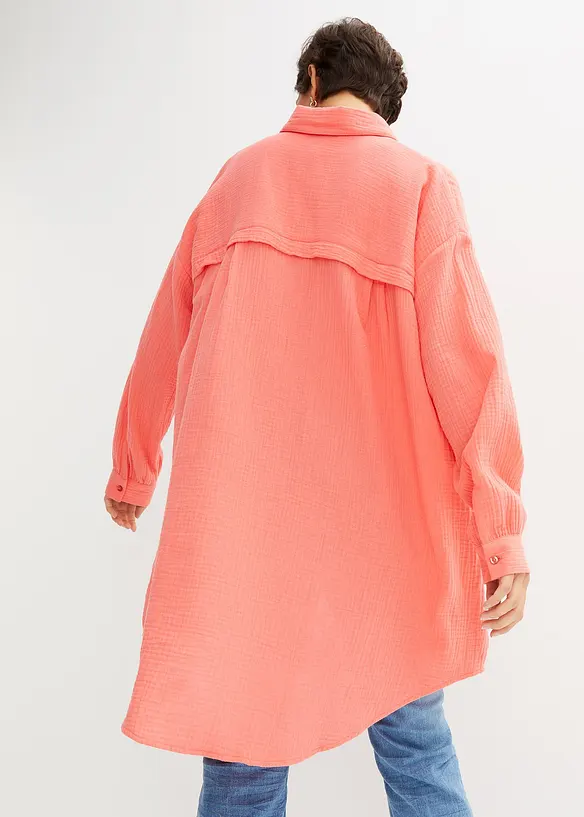 Chemisier long et ample en gaze de coton, bonprix