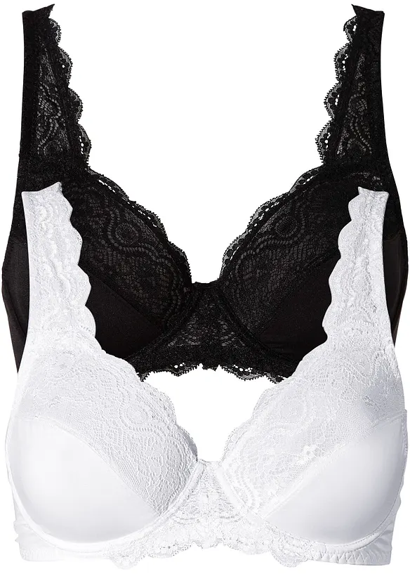 Lot de 2 soutiens-gorge à armatures avec dentelle, bonprix
