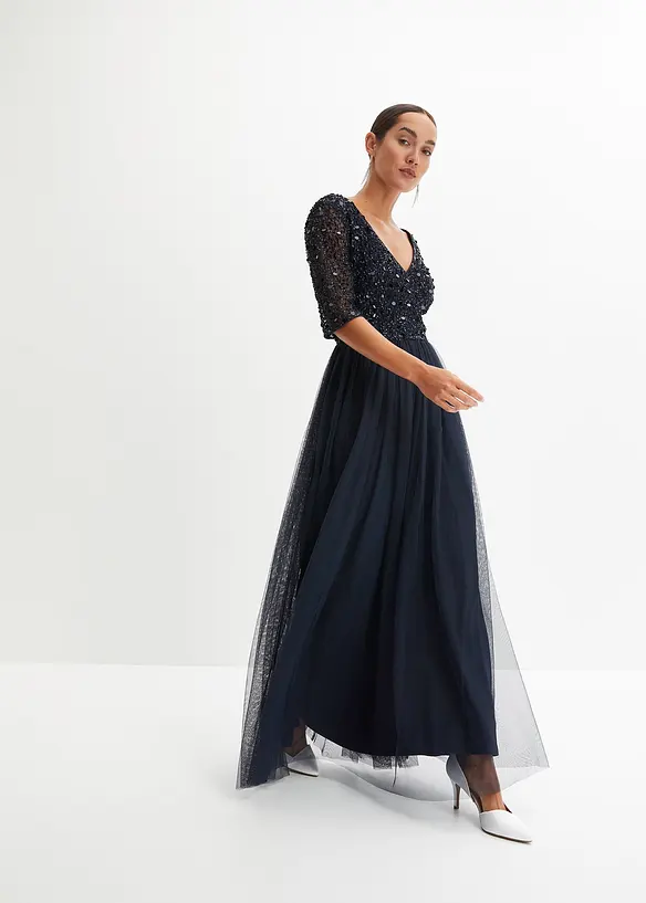 Robe longue avec haut brodé de sequins, bonprix