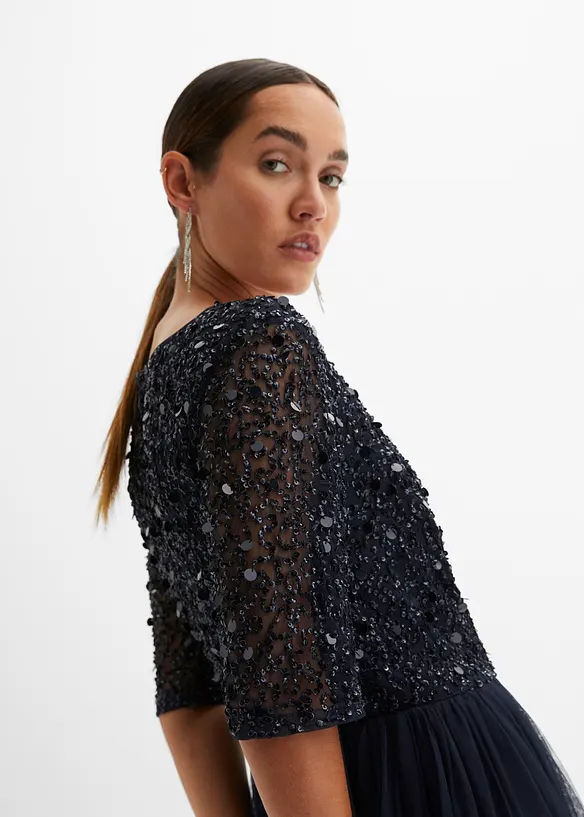 Robe longue avec haut brodé de sequins, bonprix