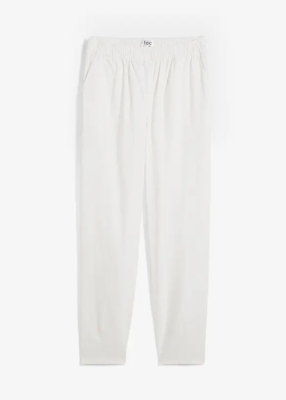 Pantalon en coton et lin, taille haute, bonprix