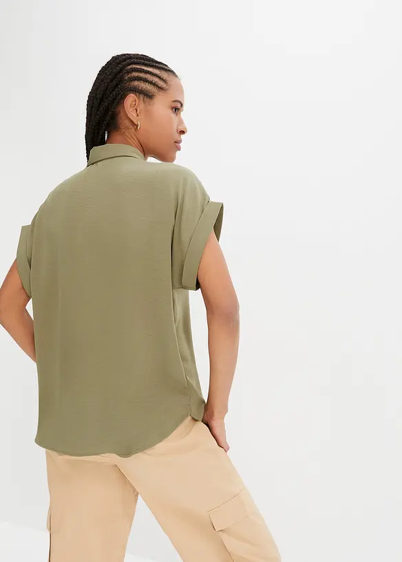 Chemisier manches courtes avec polyester recyclé, bonprix