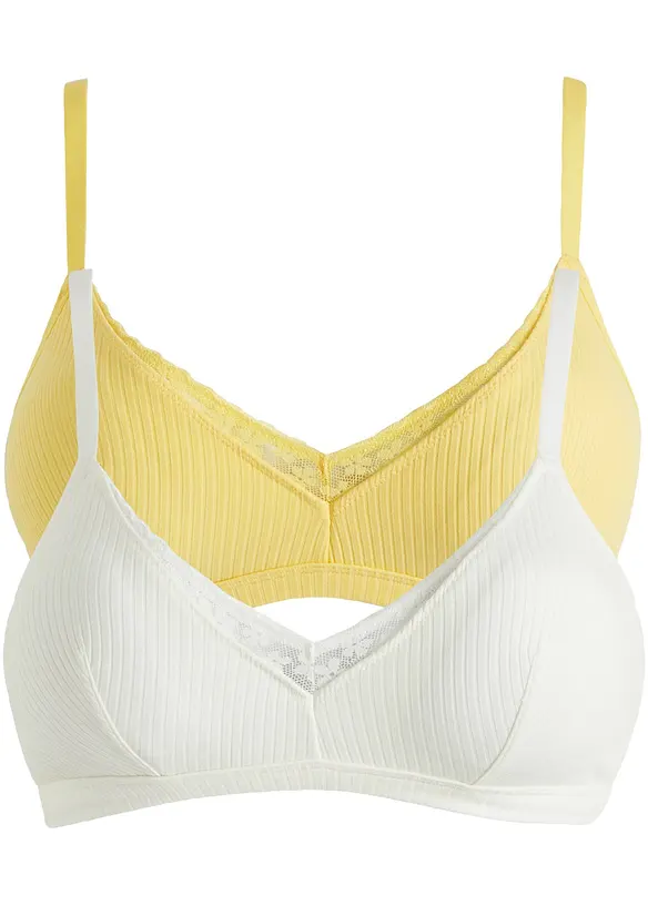 Lot de 2 soutiens-gorge bralette coton rembourrés sans armatures, bonprix