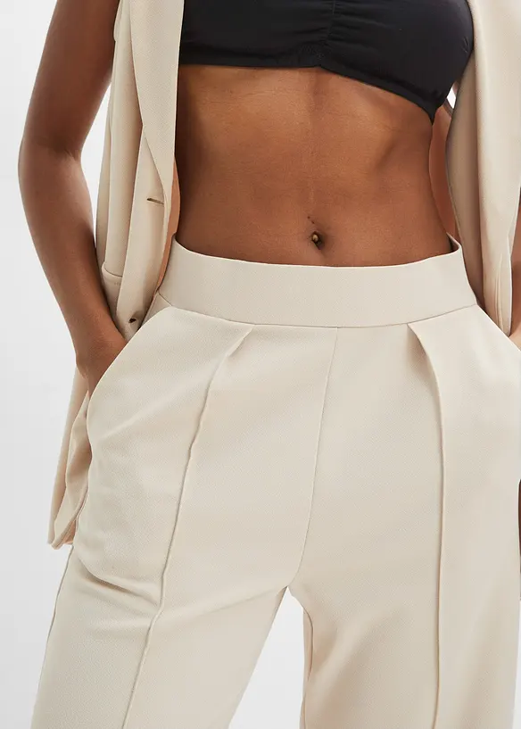 Pantalon en interlock épais, taille élastiquée, bonprix