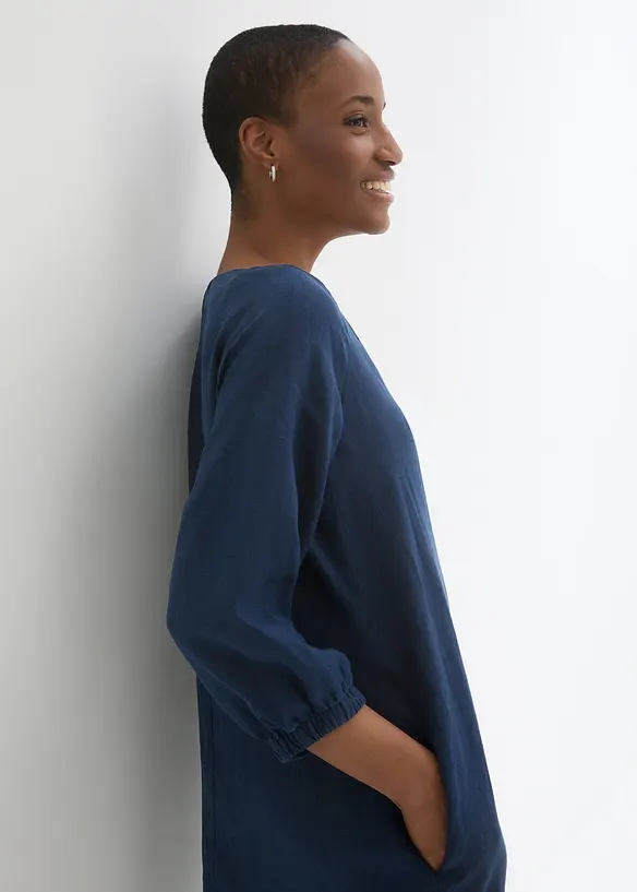 Robe 100 % lin, manches 3/4, bonprix