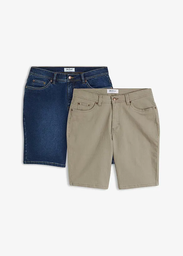 Lot de 2 bermudas en jean extensible, Regular, bonprix