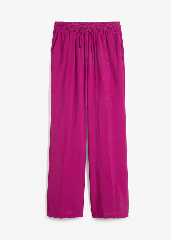 Pantalon ample à taille élastiquée en viscose mélangée, bonprix