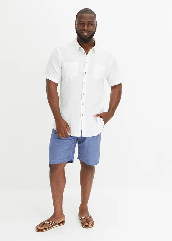 Chemise manches courtes 100% coton, aspect froissé, bonprix