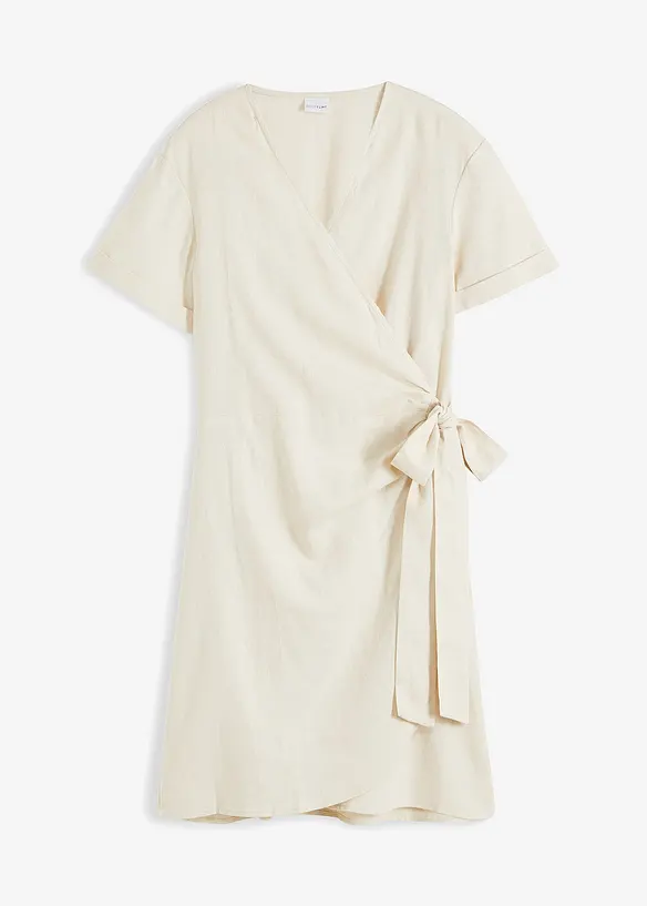 Robe portefeuille en lin mélangé, bonprix