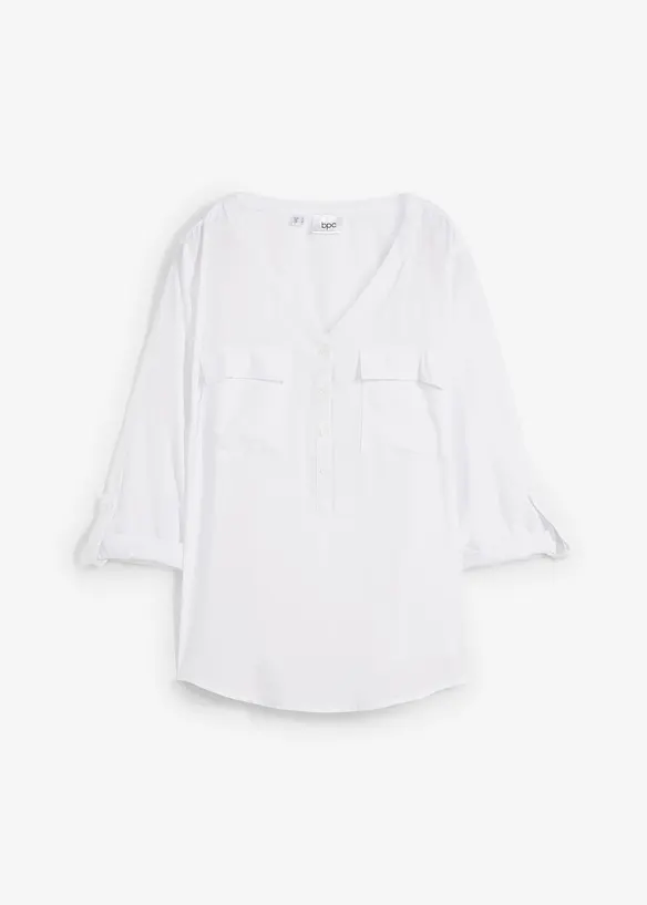 Blouse fluide à col en V et manches longues, bonprix