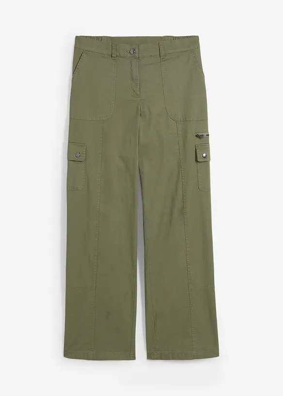 Jean cargo en coton, taille mi-haute, bonprix