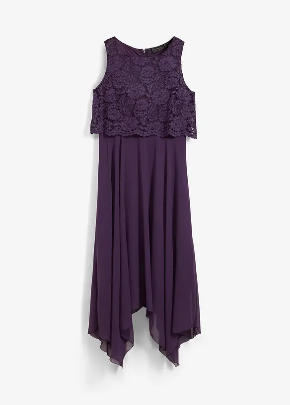 Robe premium en crêpe avec dentelle, bonprix
