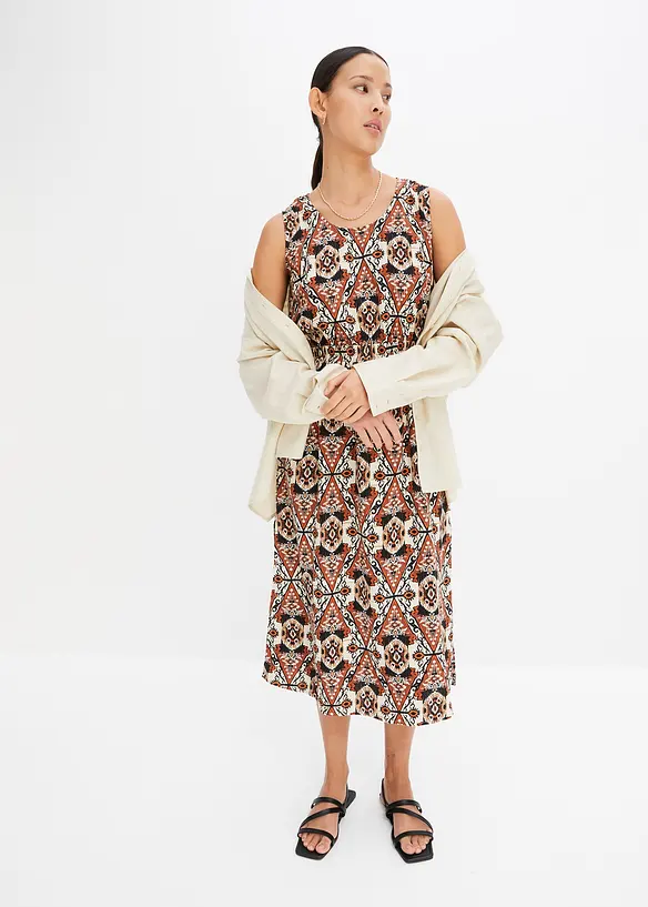 Robe midi et légère en lin majoritaire, RAINBOW